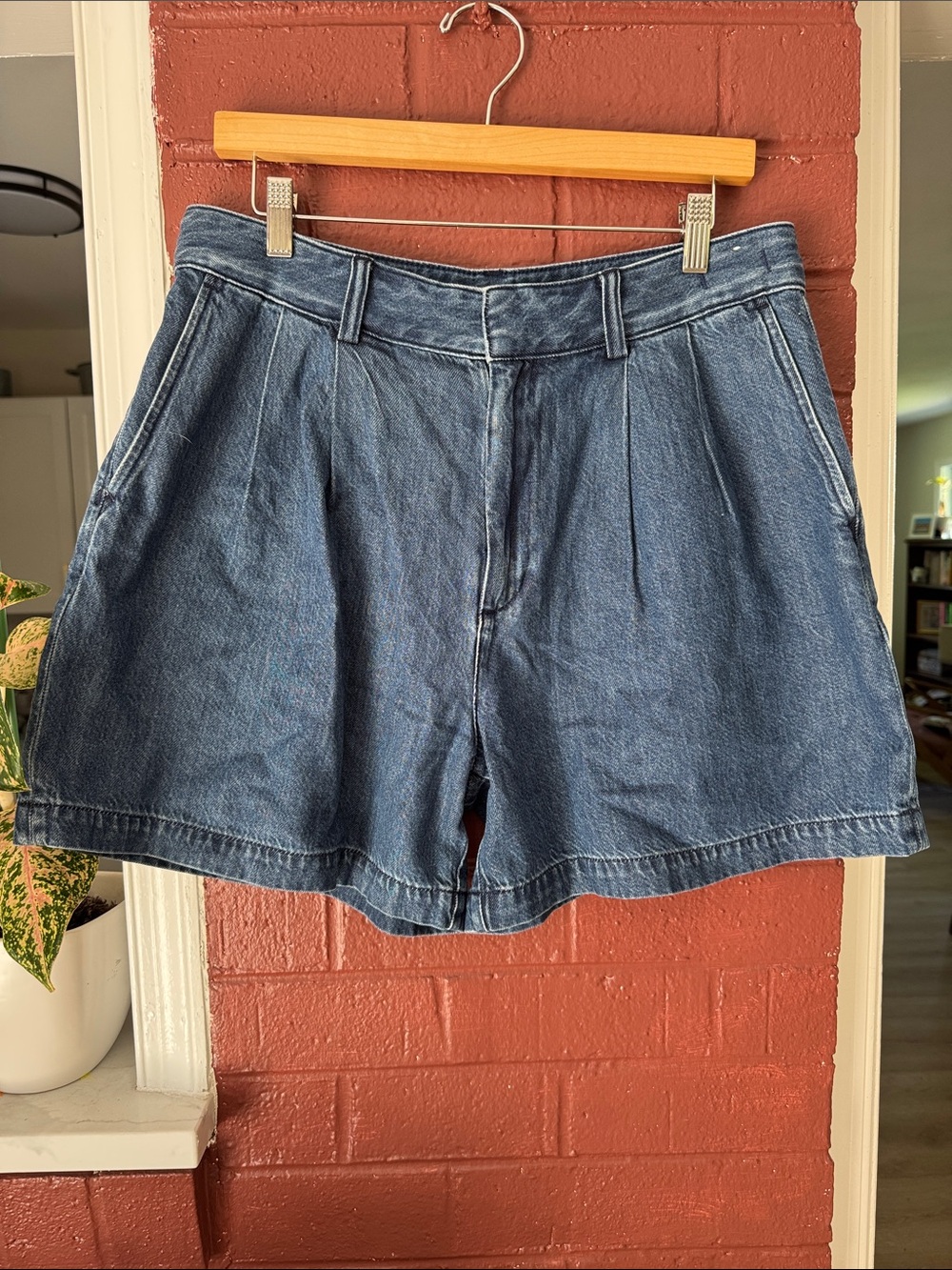 Madewell NWT Harlow Super Wide Pleated Denim Shorts Size 28
